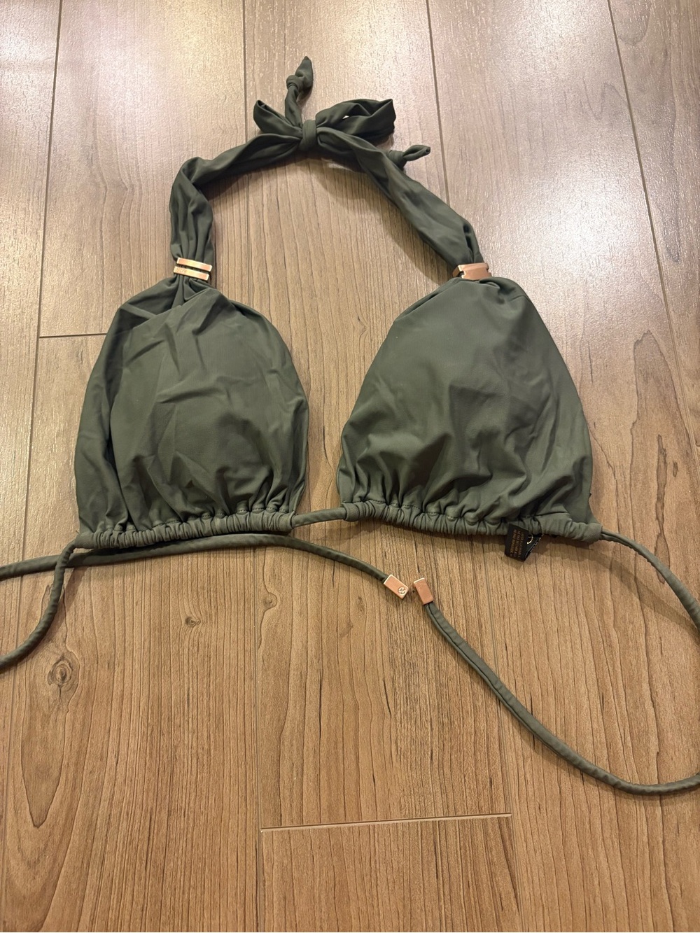 Olive Green Triangle Halter Bikini Top